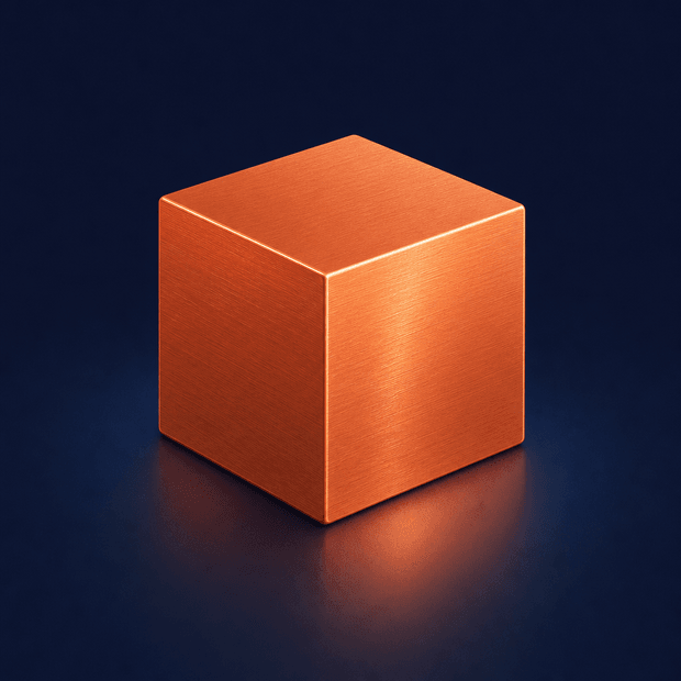 A solid copper cube
