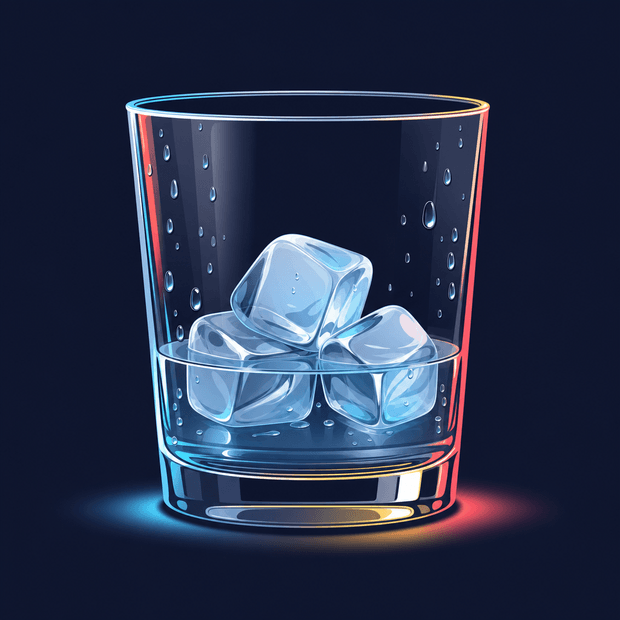 Ice cubes melting in a glass of water